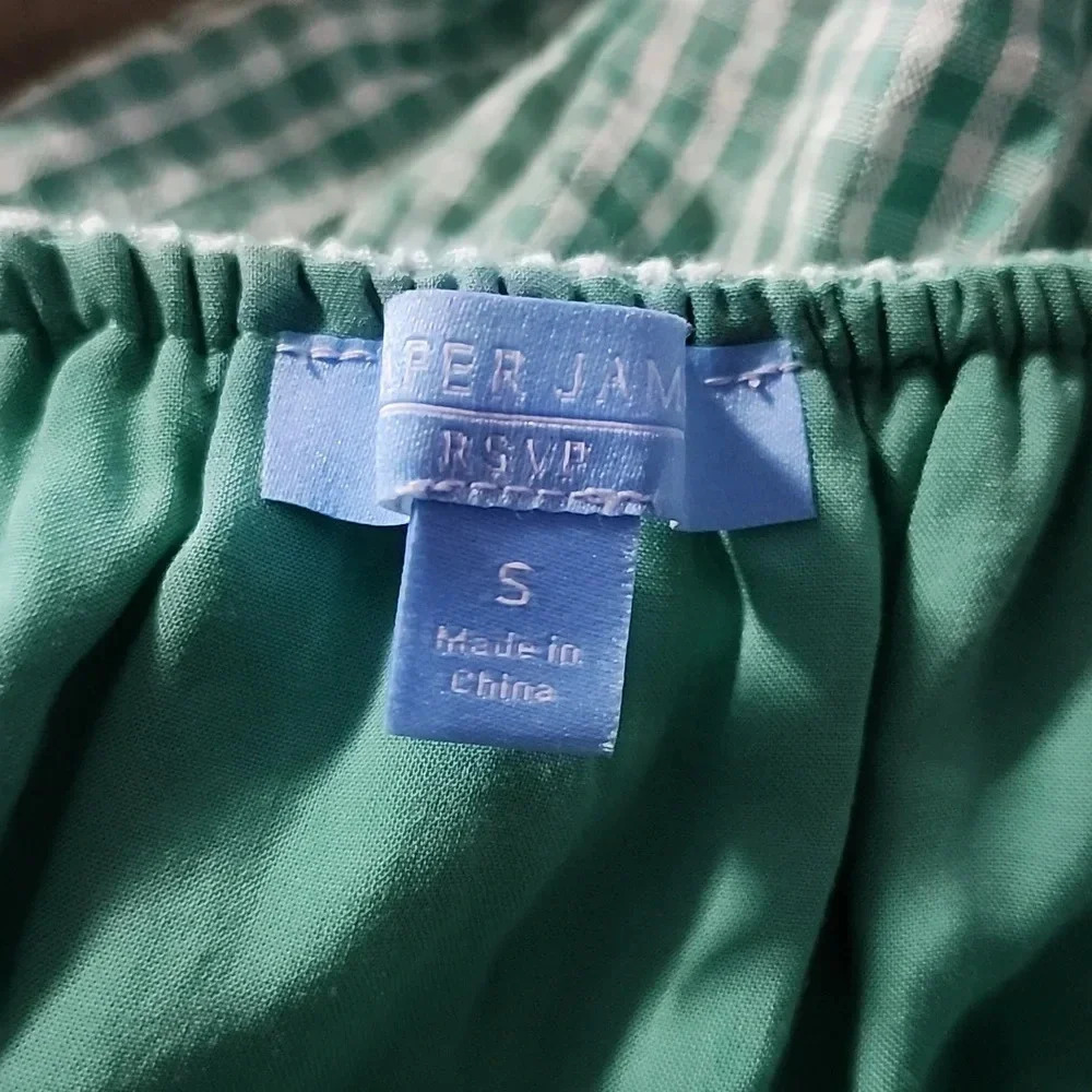 Draper James women's puff-sleeve surplice dress gingham green size S - Picture 4 of 4